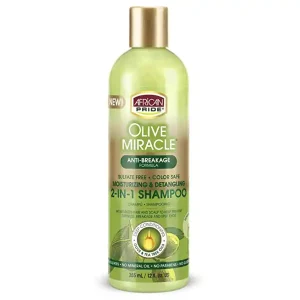 شامپو ۲ در ۱ آبرسان و ضد شکنندگی آفریکن پراید Olive Miracle حجم 355 میلی‌لیتر
