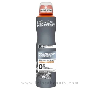 اسپری دئودورانت لورآل مردانه Magnesium Defence  حجم 250 میل
